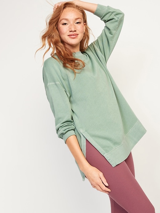 Vintage Long-Sleeve Garment-Dyed French-Terry Tunic Sweatshirt | Old Navy