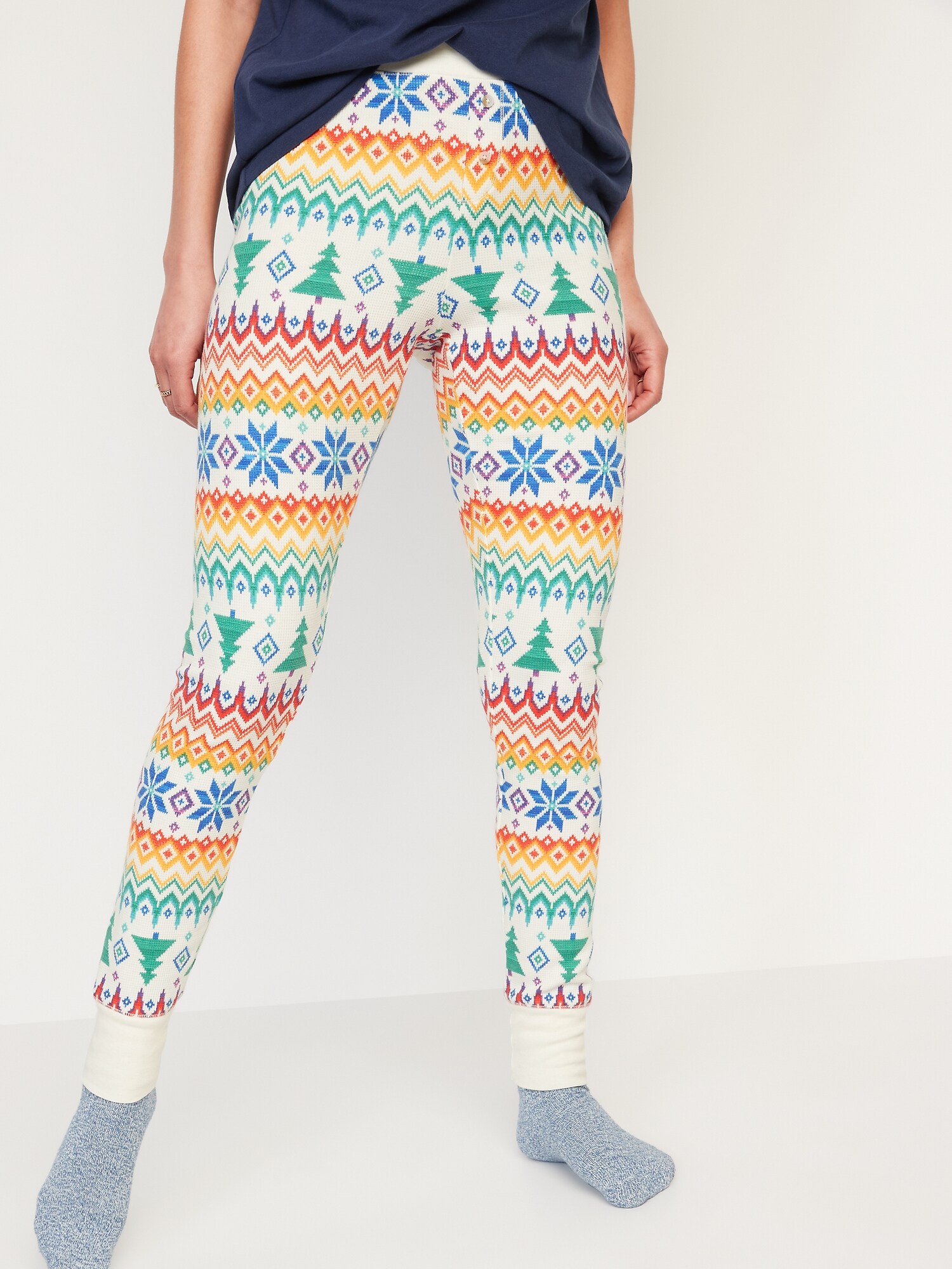 Matching Printed Thermal-Knit Pajama Leggings for Women
