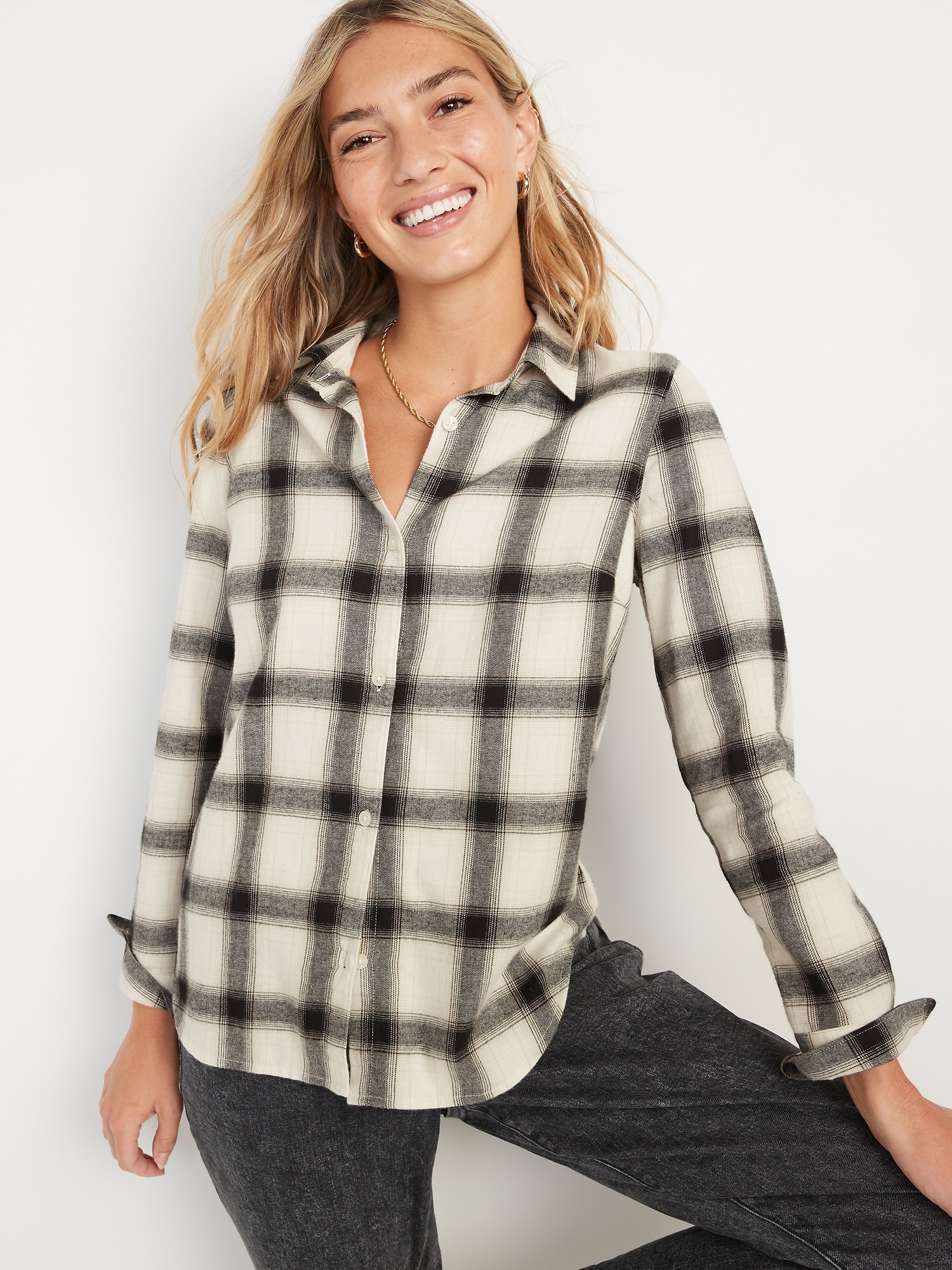 Long-Sleeve Plaid Flannel Shirt for Women | Old Navy