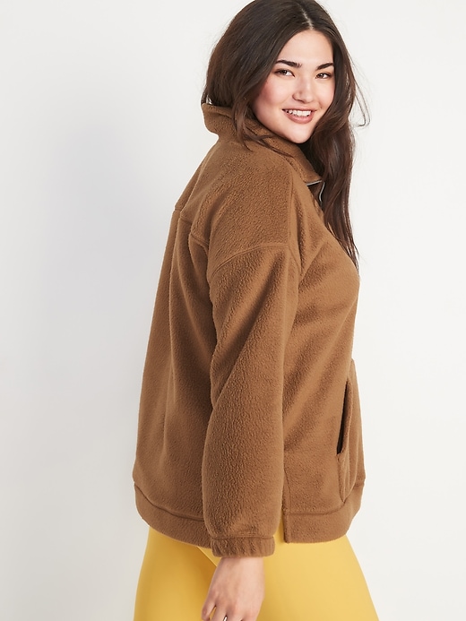 Image number 6 showing, Oversized Sherpa Quarter-Zip Tunic Sweatshirt for Women