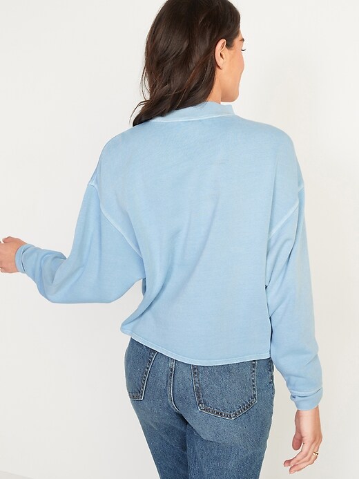 Image number 2 showing, Slouchy Mock-Neck Garment-Dyed Sweatshirt for Women