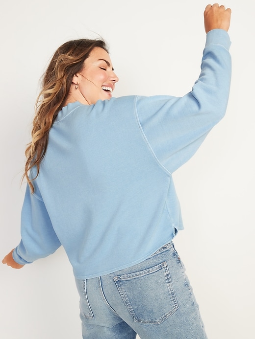 Image number 6 showing, Slouchy Mock-Neck Garment-Dyed Sweatshirt for Women