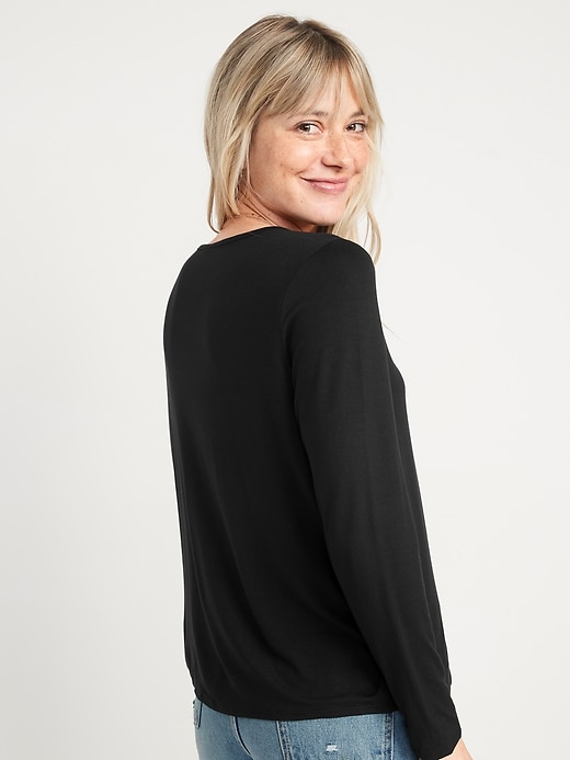 Image number 2 showing, Luxe Crew-Neck Long-Sleeve T-Shirt for Women