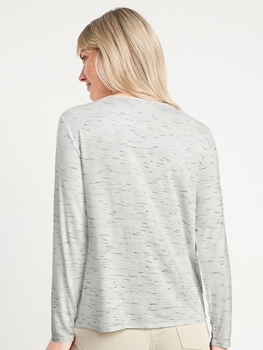 Image number 2 showing, Luxe Long-Sleeve Crew-Neck Slub-Knit T-Shirt  for Women