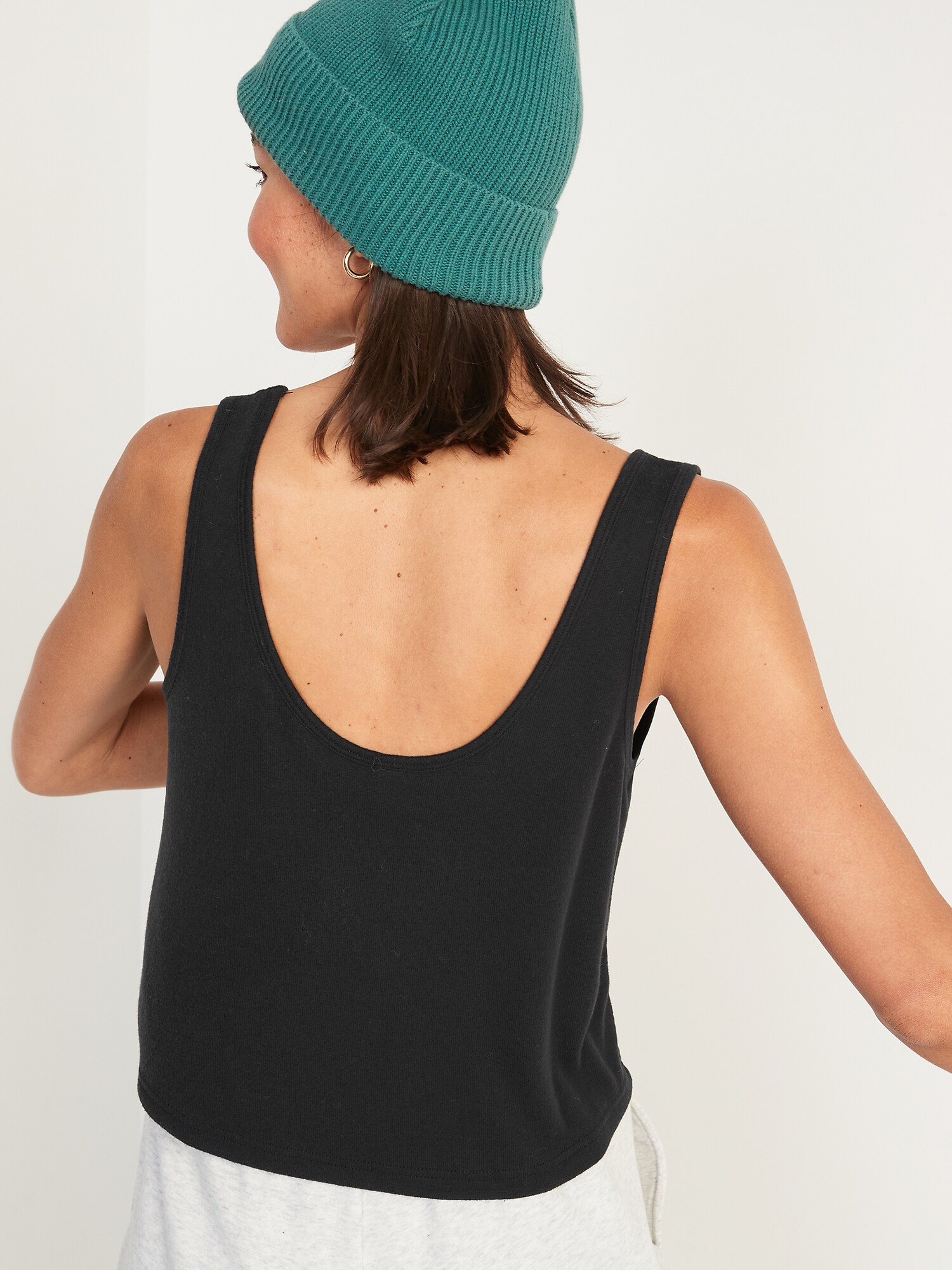 Ribbed knit jersey tank top