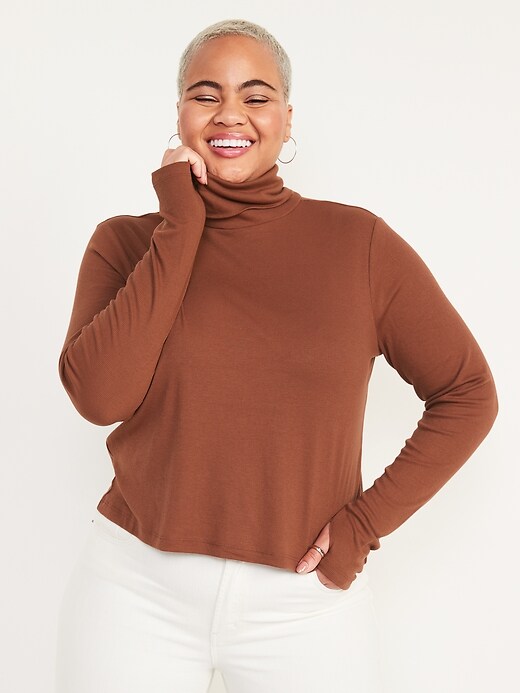 Image number 5 showing, UltraLite Performance Cropped Ribbed Turtleneck Top for Women
