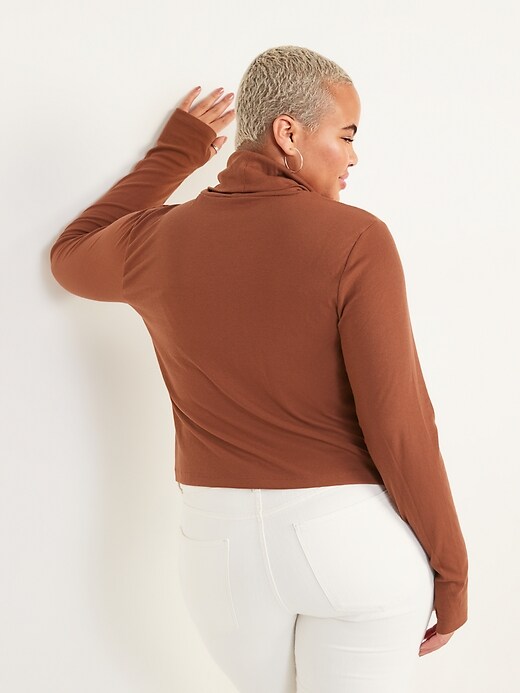 Image number 6 showing, UltraLite Performance Cropped Ribbed Turtleneck Top for Women