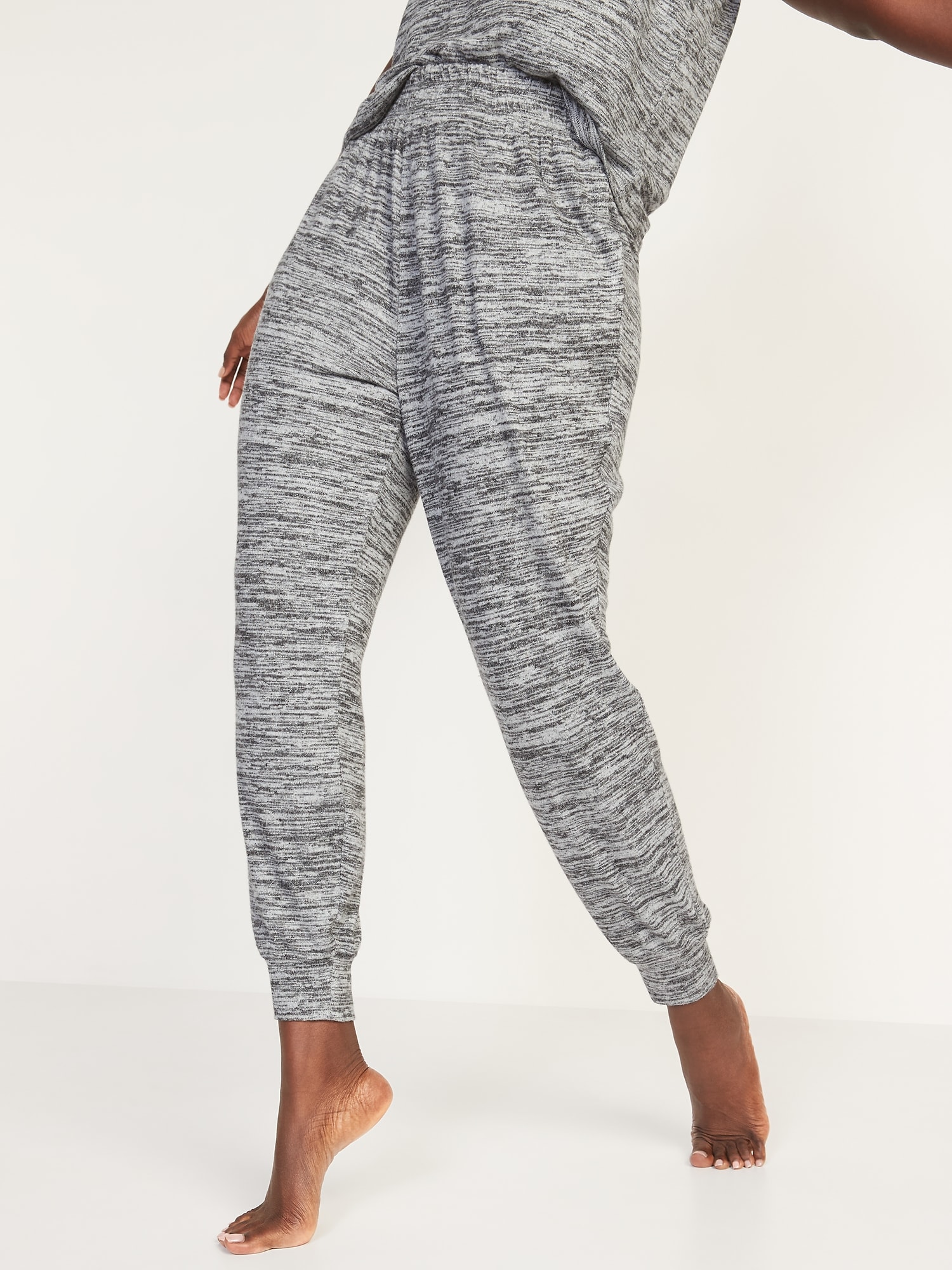 High-Waisted Plush-Knit Jersey Jogger Pants for Women