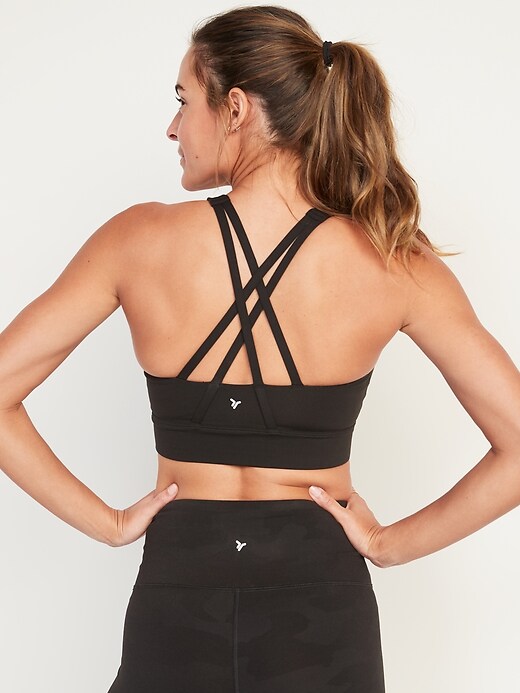 Image number 2 showing, Medium-Support Strappy Longline Sports Bra 2X-4X