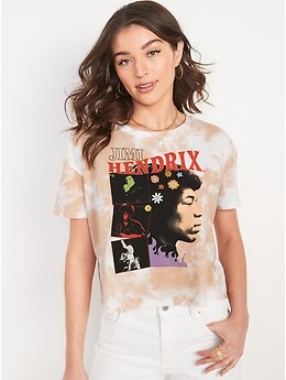 T-shirt court à imprimé autorisé de vedette rock pour Femme