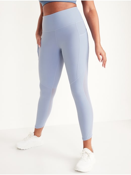 Image number 5 showing, High-Waisted PowerSoft Mesh-Paneled 7/8-Length Compression Leggings for Women