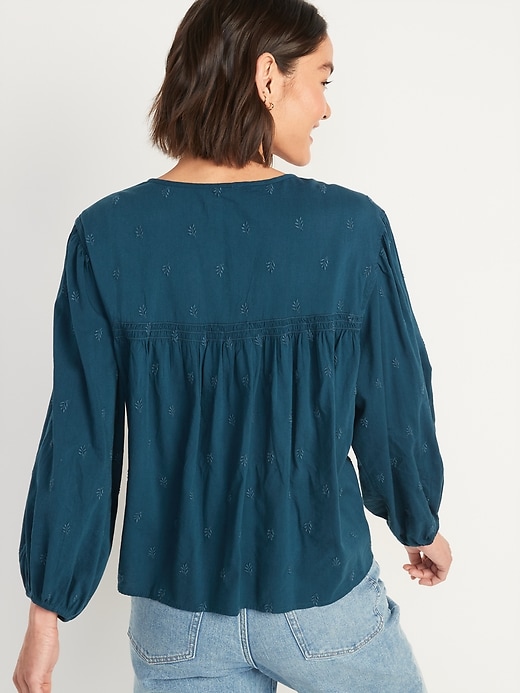 Image number 2 showing, Long-Sleeve Embroidered Poet Blouse for Women