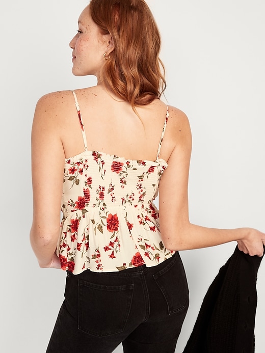 Image number 2 showing, Smocked Floral Cami Peplum Top for Women