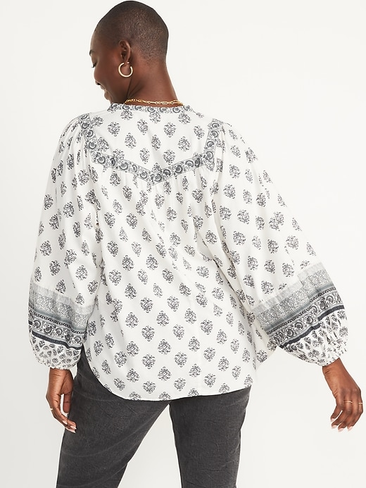 Image number 6 showing, Long-Sleeve Printed Poet Swing Blouse for Women