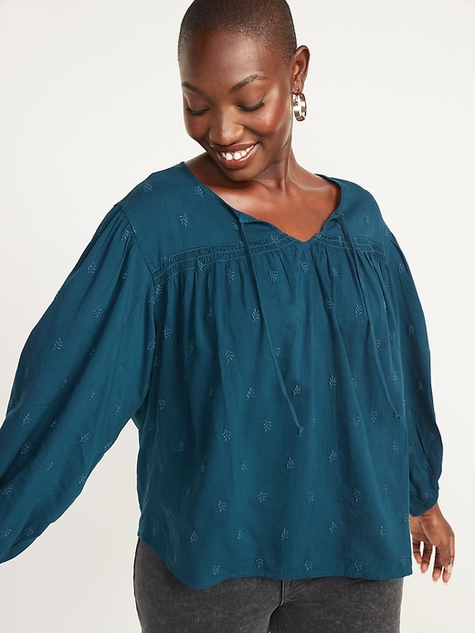 Image number 5 showing, Long-Sleeve Embroidered Poet Blouse for Women