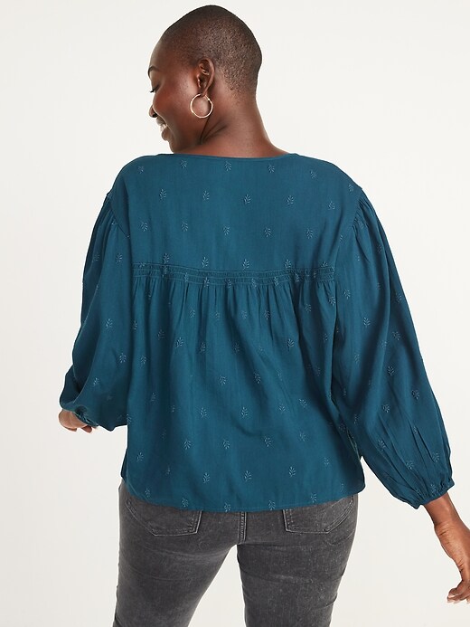 Image number 6 showing, Long-Sleeve Embroidered Poet Blouse for Women