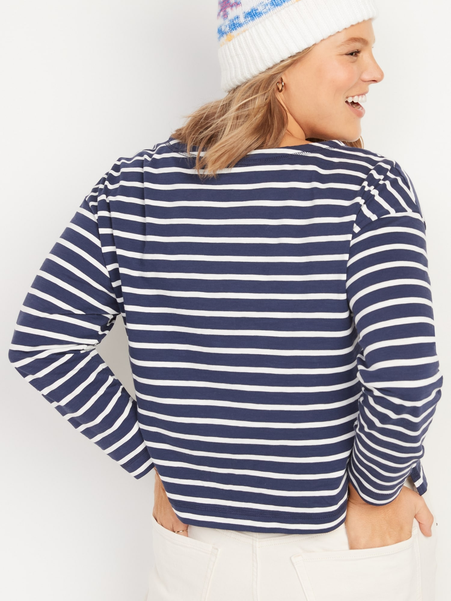 Long-Sleeve Henley T-Shirt for Women