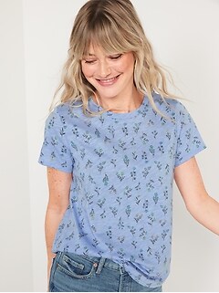 EveryWear Printed Slub-Knit T-Shirt for Women