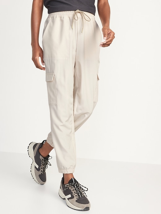 Image number 1 showing, High-Waisted StretchTech Cargo Jogger Pants for Women