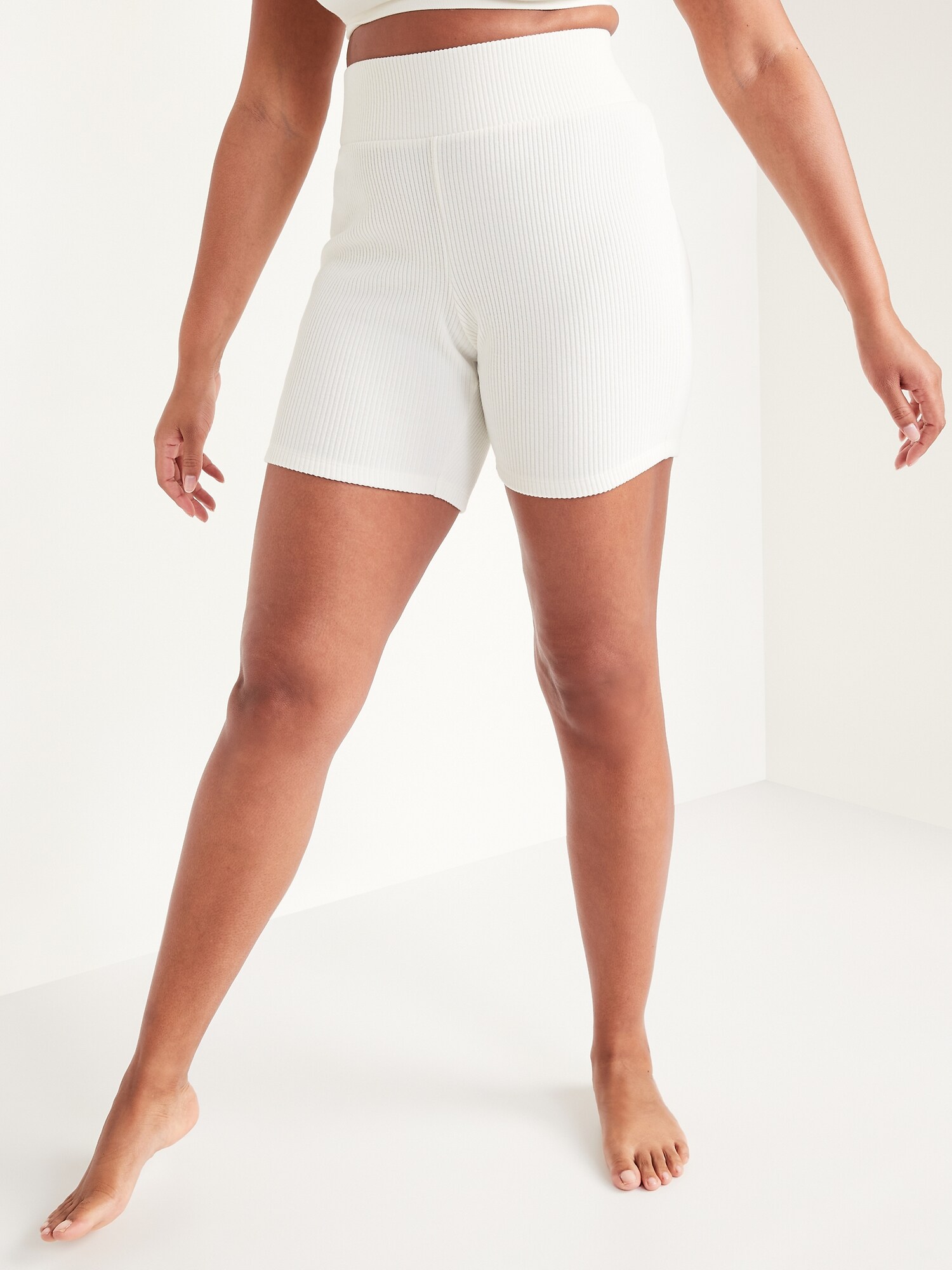 Mid-Rise Cozy Rib-Knit Biker Shorts for 