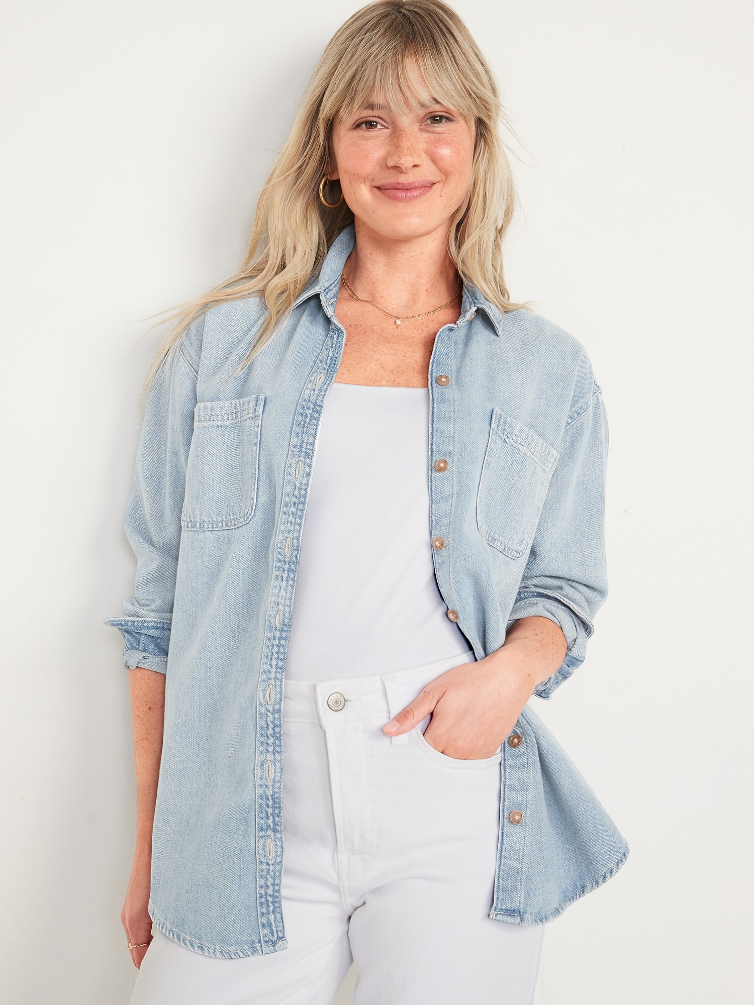 Denim jeans store shirt for ladies