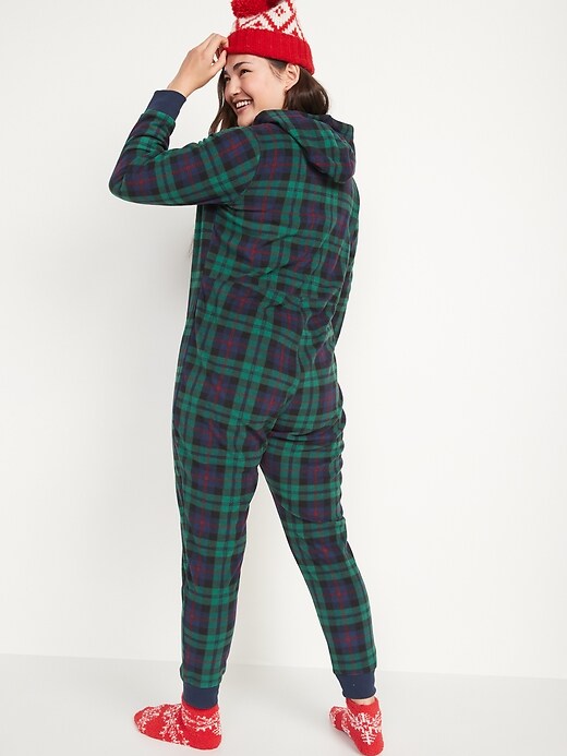 Image number 6 showing, Matching Printed Microfleece Hooded One-Piece Pajamas