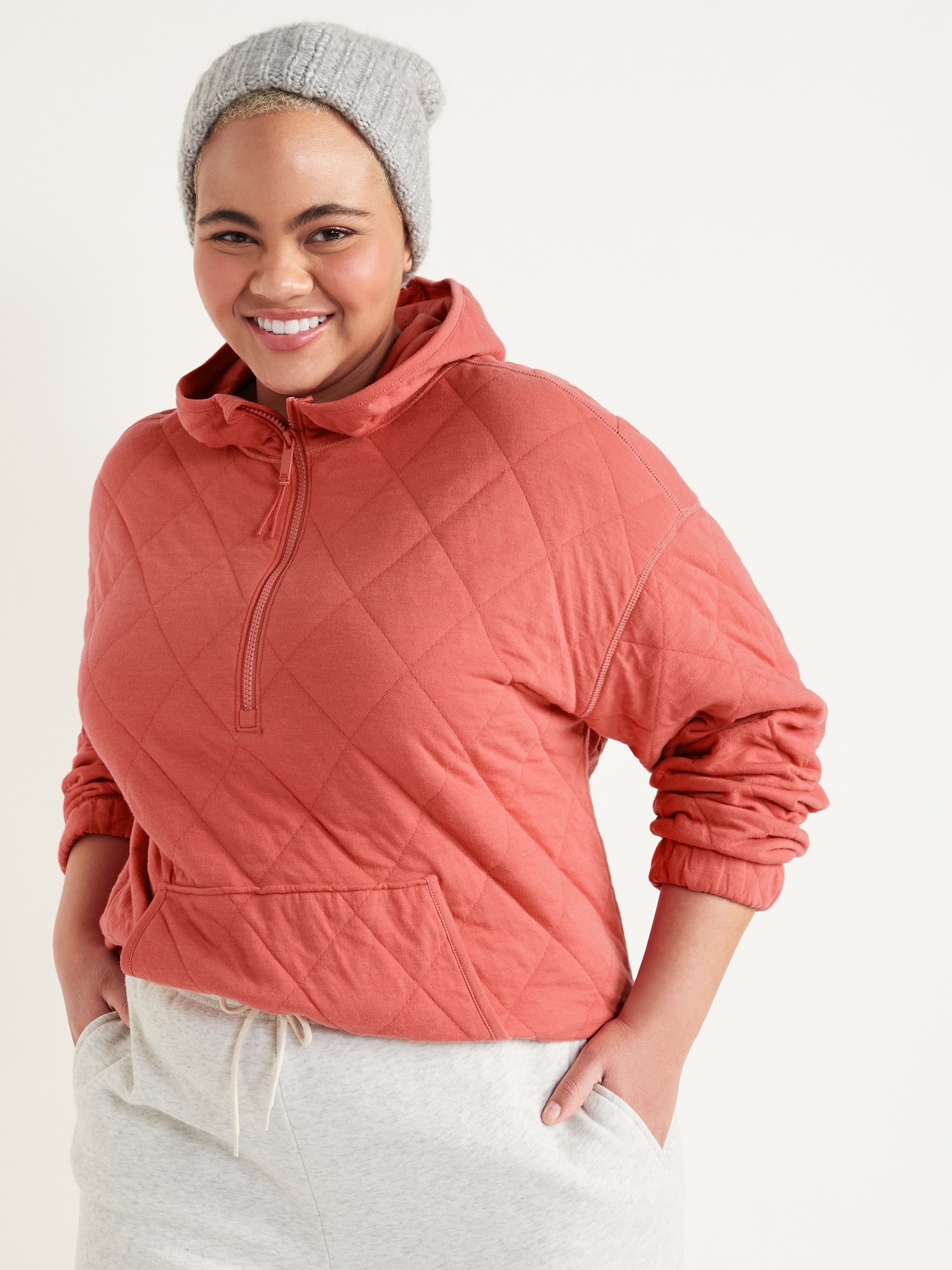 Quilted Quarter-Zip Tunic Hoodie for Women | Old Navy