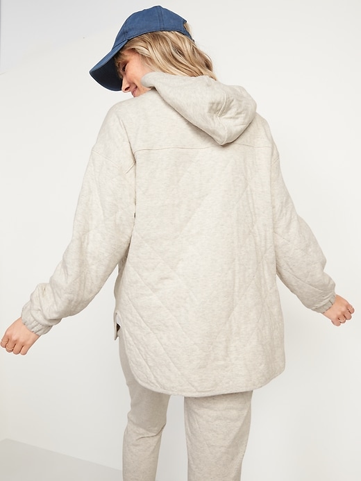 Quilted Quarter-Zip Tunic Hoodie for Women
