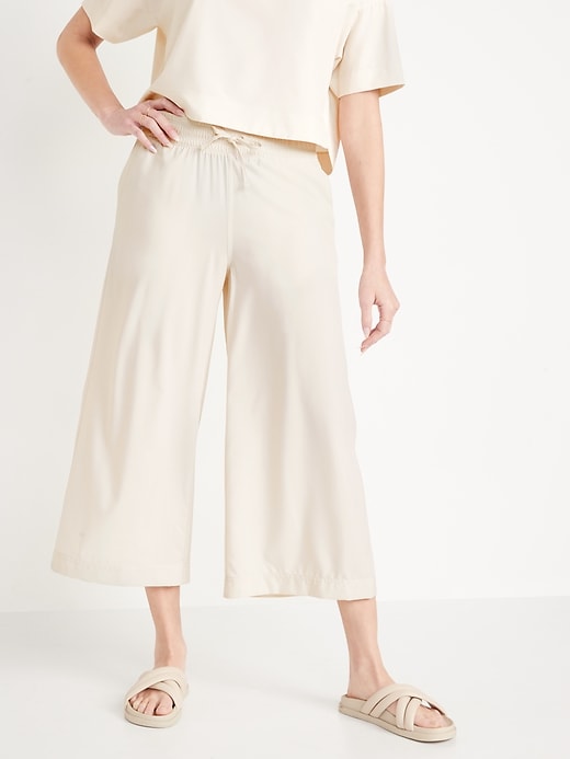 Image number 1 showing, Extra High-Waisted StretchTech Cropped Wide-Leg Pants for Women