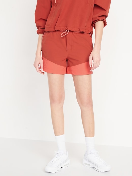 Image number 1 showing, High-Waisted StretchTech Water-Repellent Shorts -- 4.5-inch inseam