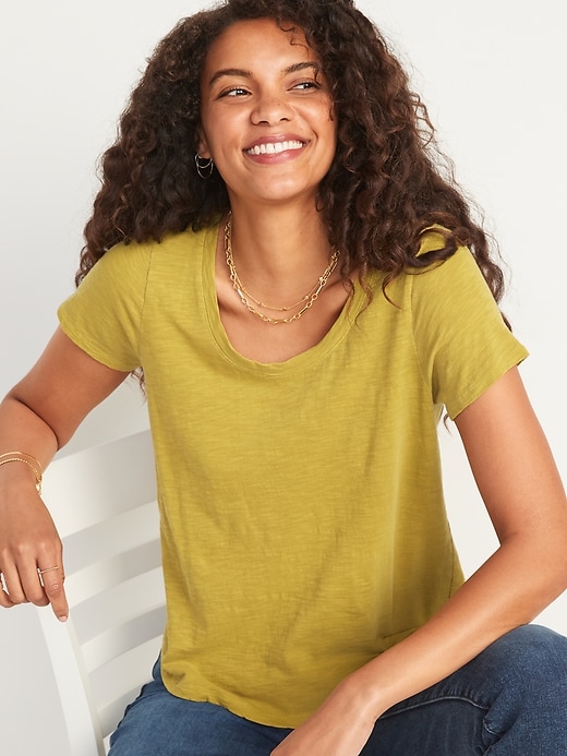 Image number 1 showing, Short-Sleeve EveryWear Slub-Knit T-Shirt for Women