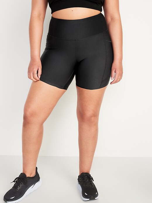 Image number 5 showing, High-Waisted PowerSoft Side-Pocket Biker Shorts for Women -- 6-inch inseam