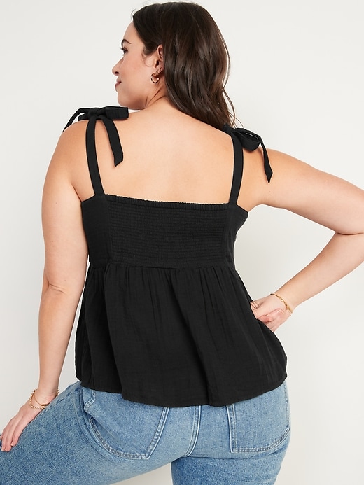 Image number 6 showing, Tie-Shoulder Waist-Defined Swing Cami Blouse for Women