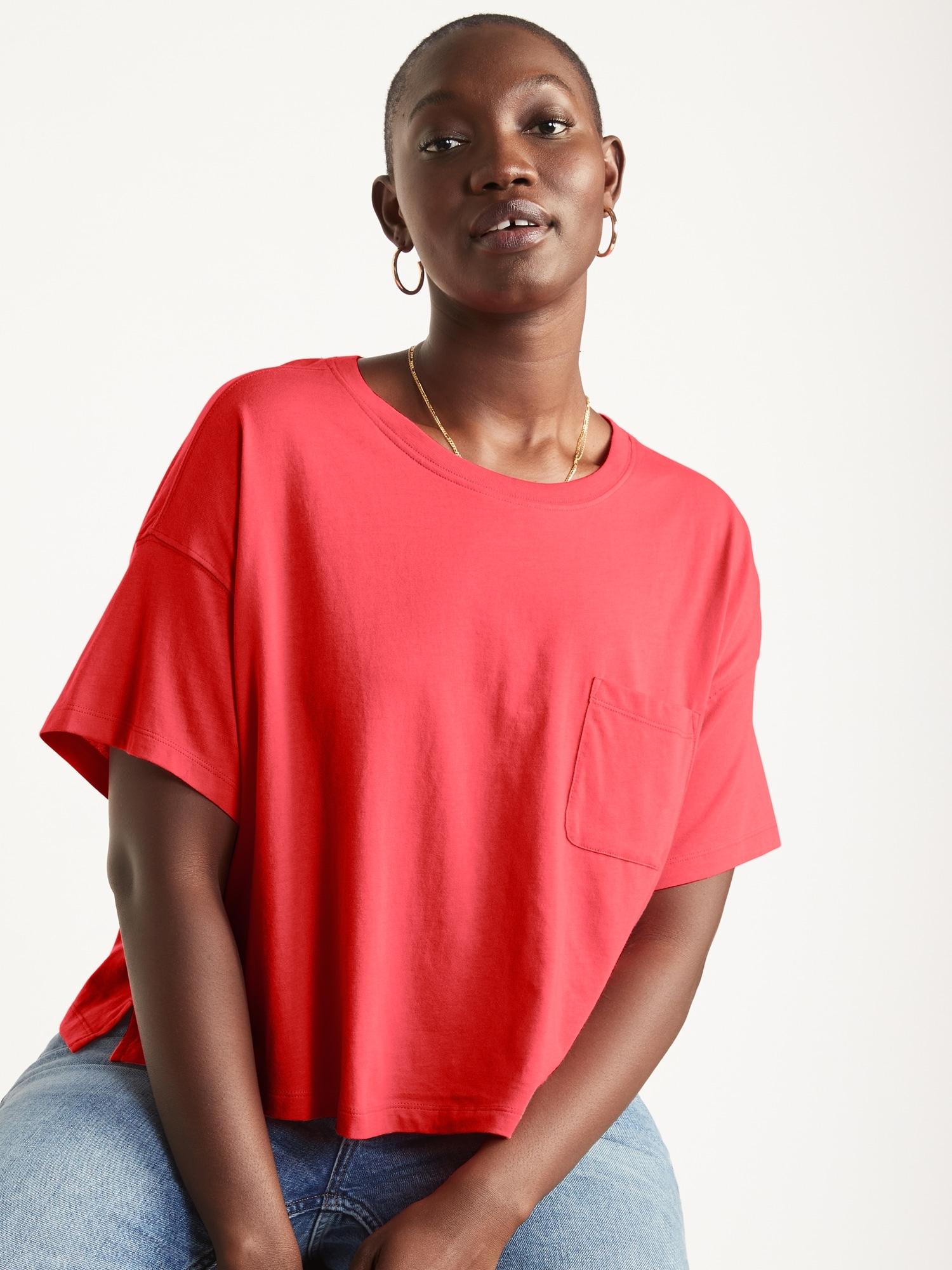 Oversized Cropped Pocket T-Shirt for 