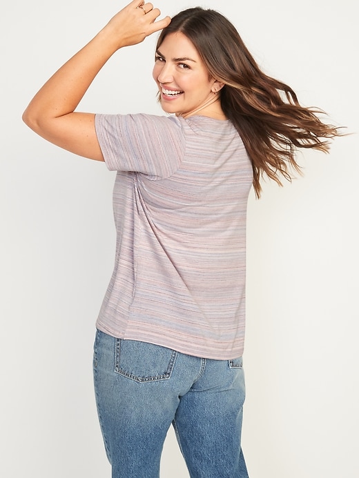 Image number 6 showing, Short-Sleeve Luxe Striped T-Shirt for Women