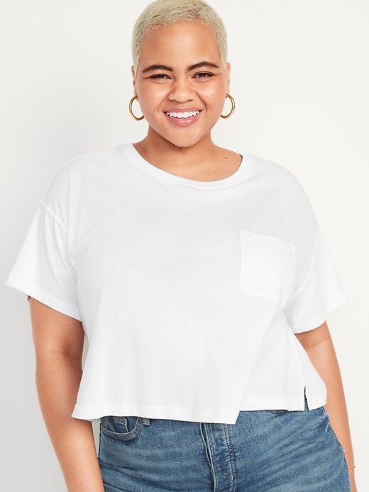 Image number 5 showing, Short-Sleeve Cropped Oversized T-Shirt for Women