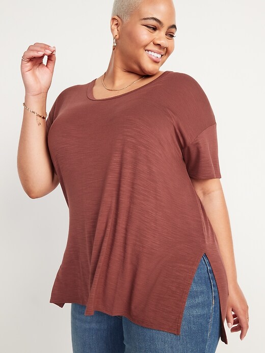 Image number 5 showing, Oversized Luxe Voop-Neck Tunic T-Shirt for Women