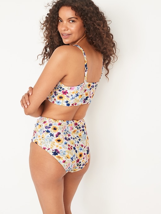 High-Waisted Ruched Bikini Swim Bottoms