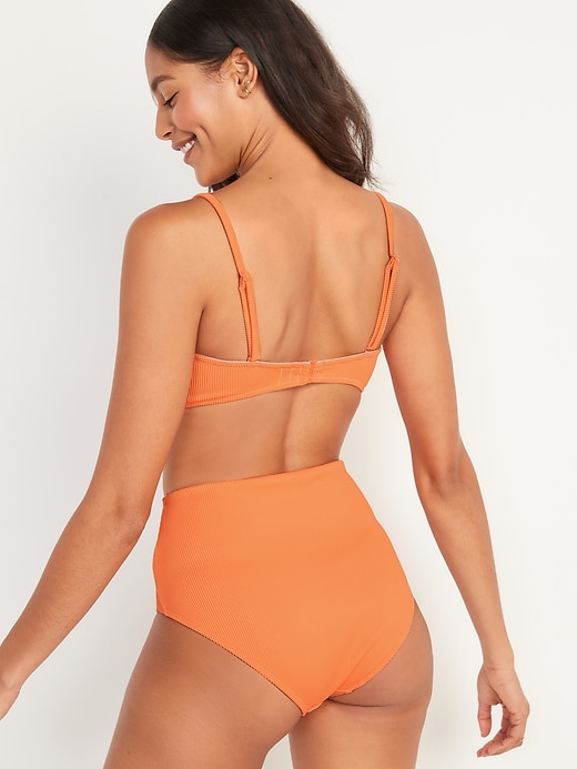 Image number 2 showing, Textured-Rib Cinch-Front Bikini Swim Top