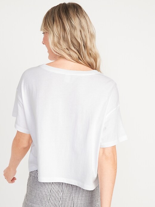 Image number 2 showing, Short-Sleeve Cropped Oversized T-Shirt for Women