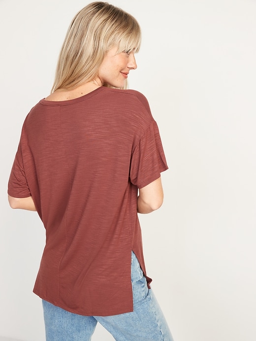 Image number 2 showing, Oversized Luxe Voop-Neck Tunic T-Shirt for Women