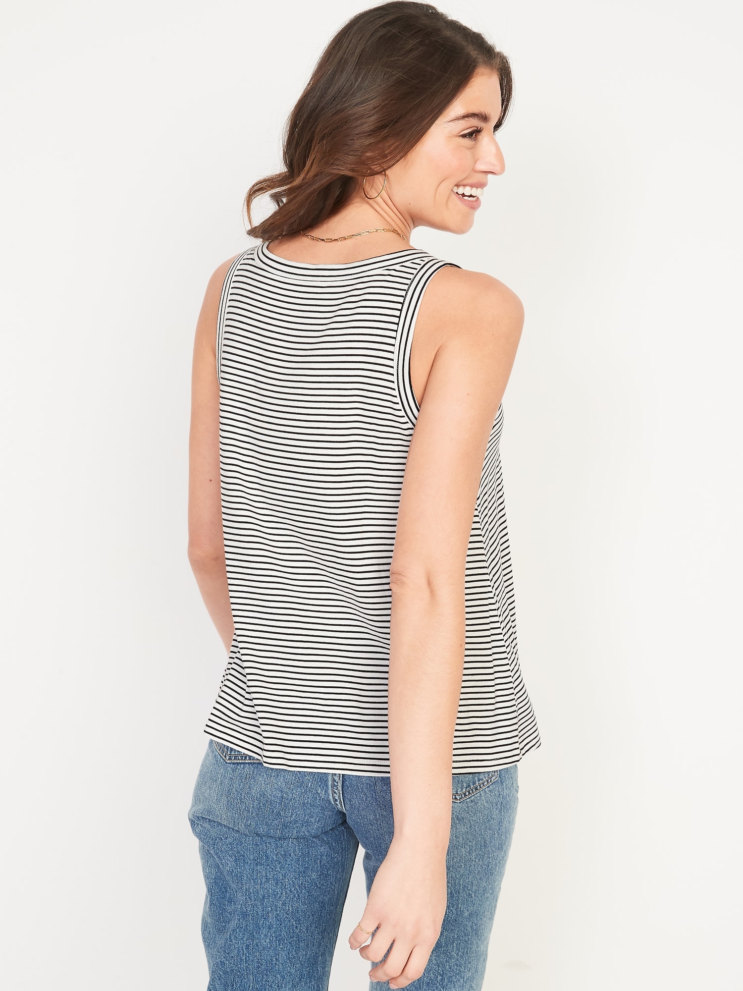 Luxe V-Neck Striped Swing Tank Top for Women