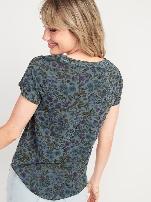 Image number 2 showing, EveryWear Overdyed Floral-Print Scoop-Neck T-Shirt for Women
