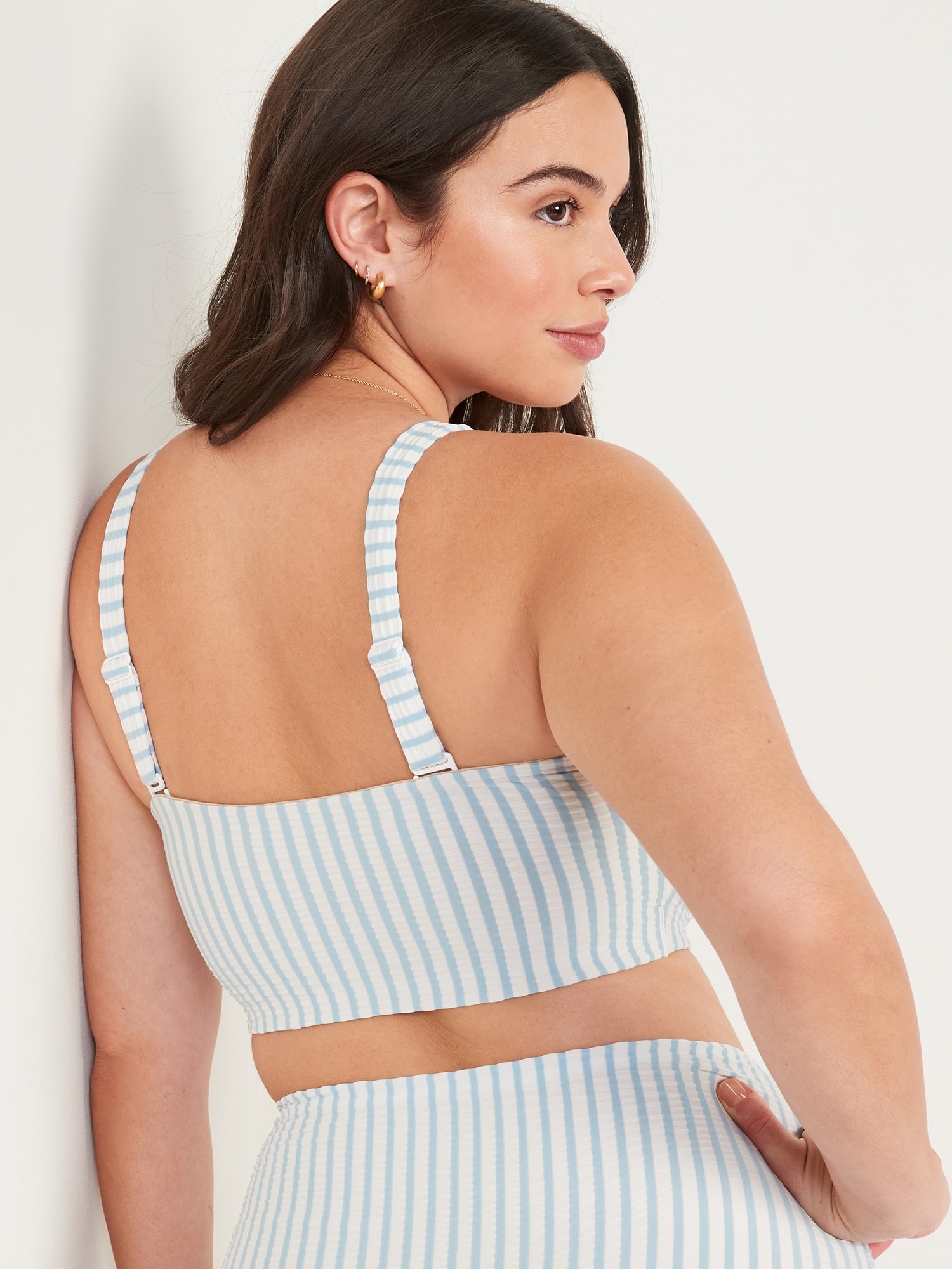 Striped Seersucker Bandeau Swim Top