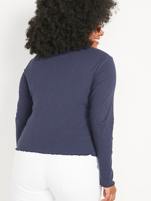ACANI Blue Crop Tops for Women Ribbed Women's Long Sleeve Slim Fit