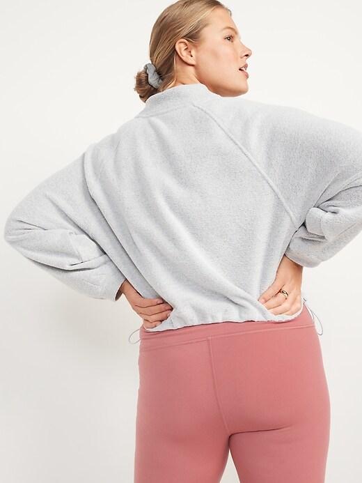 Image number 6 showing, Long-Sleeve Quarter-Zip Oversized Textured Sweatshirt for Women