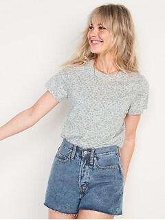 Short-Sleeve EveryWear Floral-Print Slub-Knit T-Shirt for Women