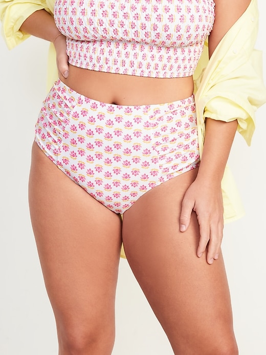 Image number 5 showing, High-Waisted Ruched Bikini Swim Bottoms