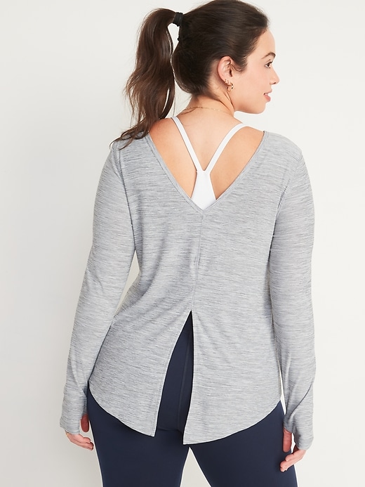 Breathe ON Reversible Long-Sleeve Tie-Hem Top