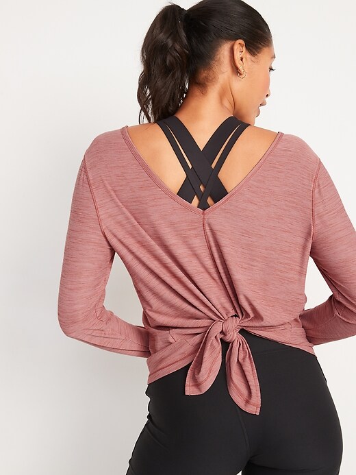 Breathe ON Reversible Long-Sleeve Tie-Hem Top